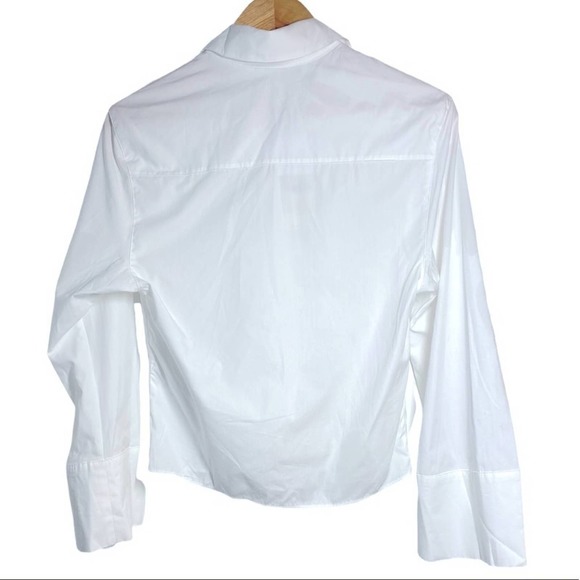 ZARA Cropped Front Tie Button Down Blouse - Picture 3 of 6